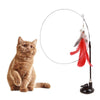 Cat Stick Toy with Suction Cup Long Pole Bells Steel Wire Catcher Play Gift Suction Cup Red