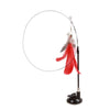 Cat Stick Toy with Suction Cup Long Pole Bells Steel Wire Catcher Play Gift Suction Cup Red