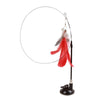 Cat Stick Toy with Suction Cup Long Pole Bells Steel Wire Catcher Play Gift Suction Cup Red