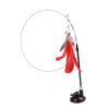 Cat Stick Toy with Suction Cup Long Pole Bells Steel Wire Catcher Play Gift Suction Cup Red