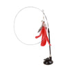 Cat Stick Toy with Suction Cup Long Pole Bells Steel Wire Catcher Play Gift Suction Cup Red