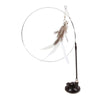 Cat Stick Toy with Suction Cup Long Pole Bells Steel Wire Catcher Play Gift Suction Cup White