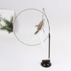 Cat Stick Toy with Suction Cup Long Pole Bells Steel Wire Catcher Play Gift Suction Cup White