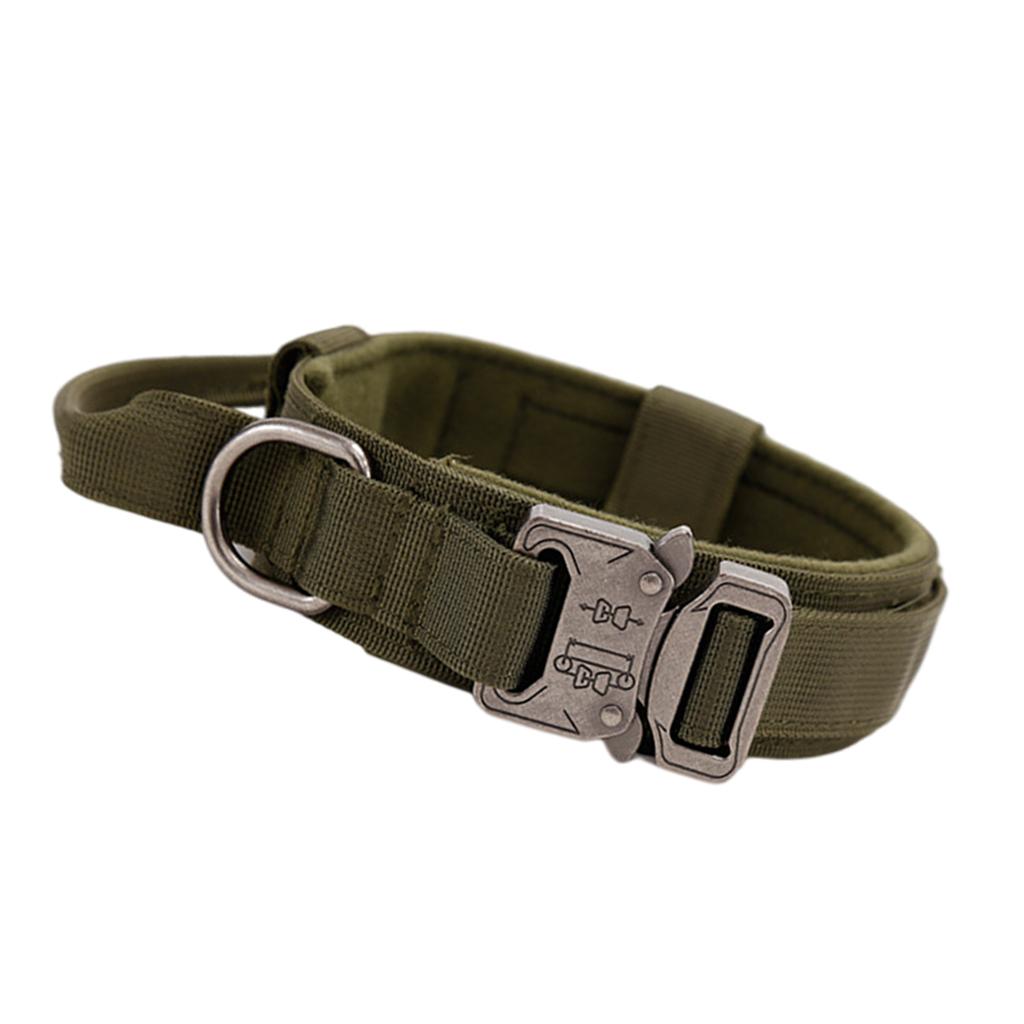 Pets Neck Belt Adjustable Nylon Dog Collar for Training Outdoor Walking Dark Green M:36-48