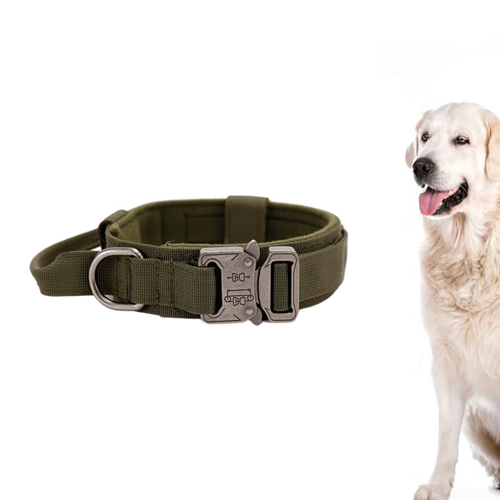 Pets Neck Belt Adjustable Nylon Dog Collar for Training Outdoor Walking Dark Green M:36-48