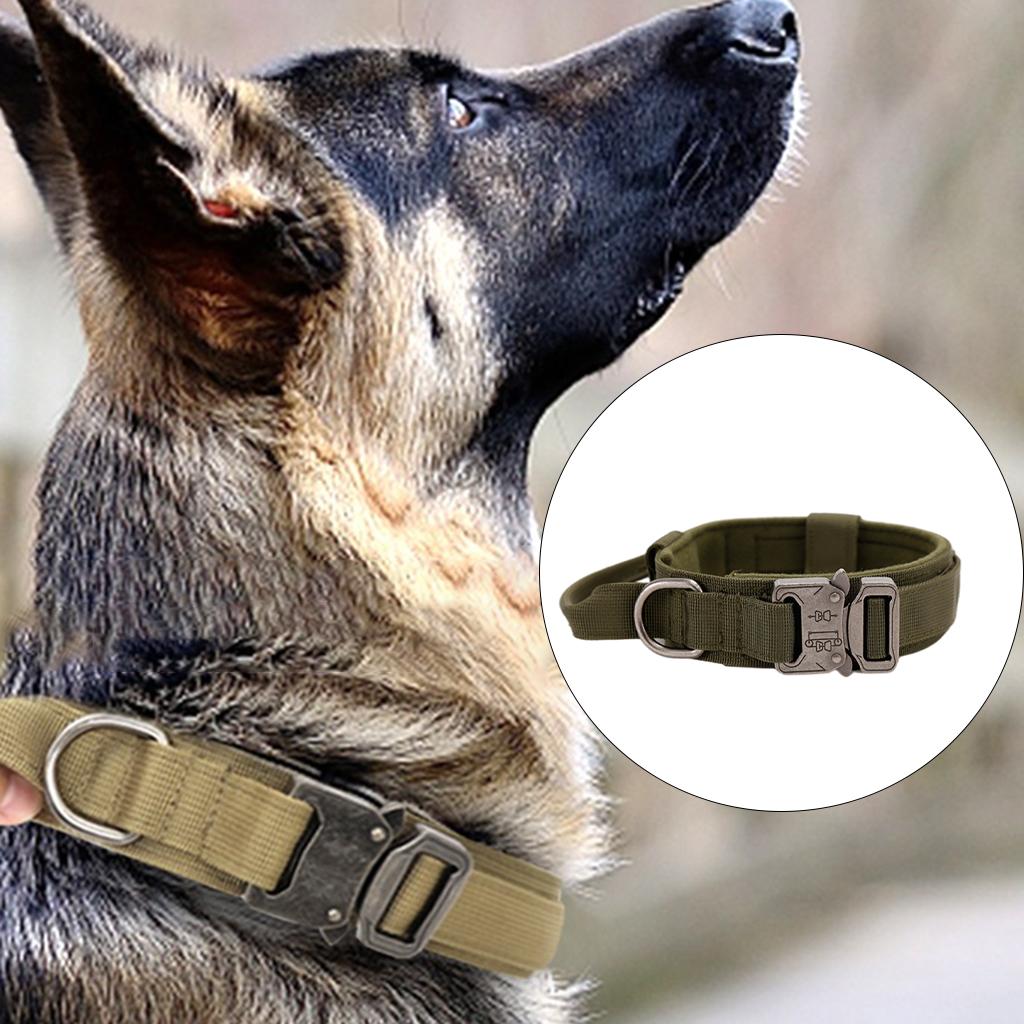 Pets Neck Belt Adjustable Nylon Dog Collar for Training Outdoor Walking Dark Green M:36-48