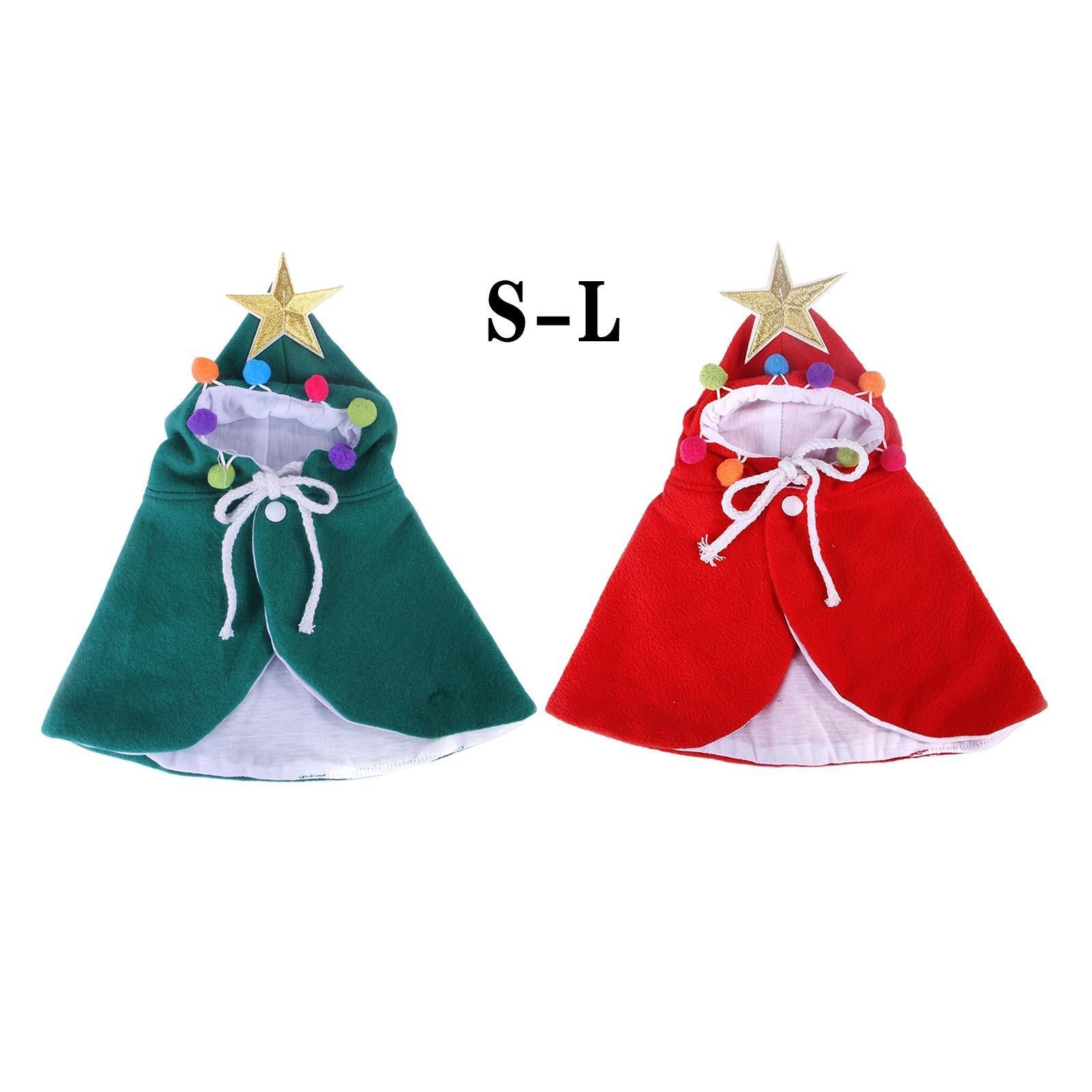 Xmas Dog Cloak Pet Cat Christmas Costume Santa Cape Coat Clothes Red S