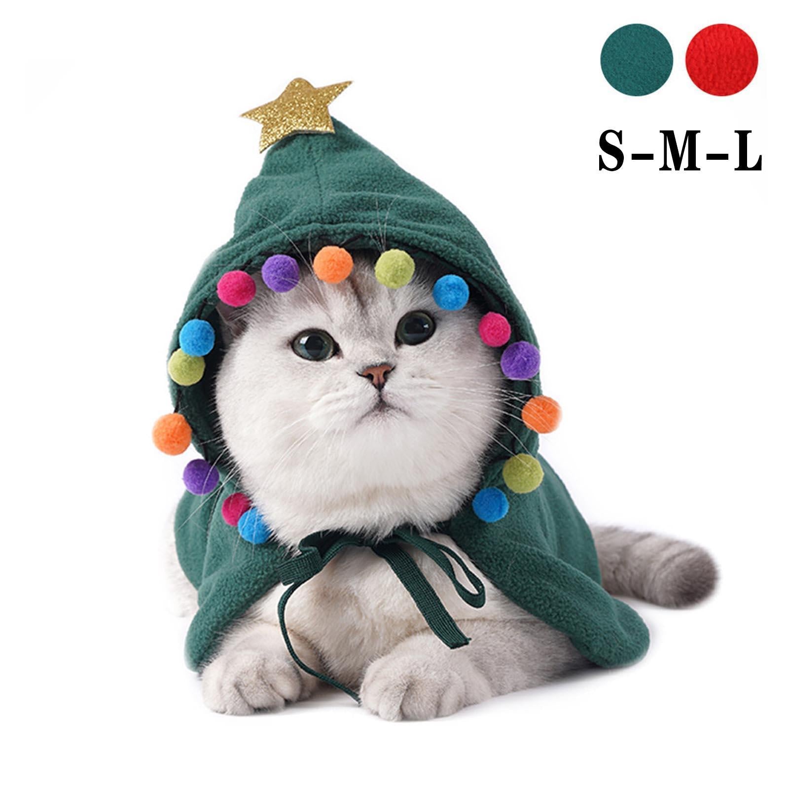 Xmas Dog Cloak Pet Cat Christmas Costume Santa Cape Coat Clothes Red S