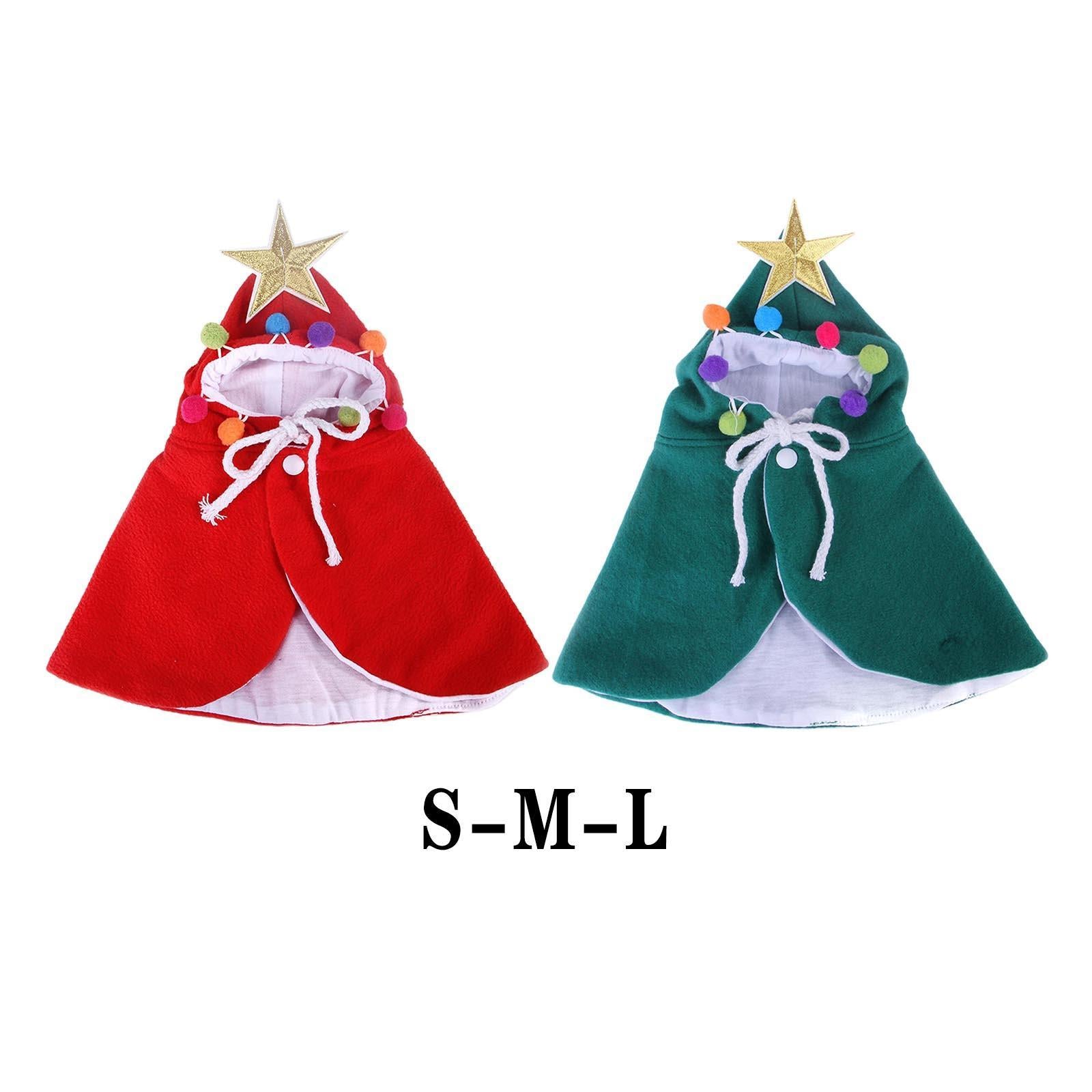 Xmas Dog Cloak Pet Cat Christmas Costume Santa Cape Coat Clothes Red S