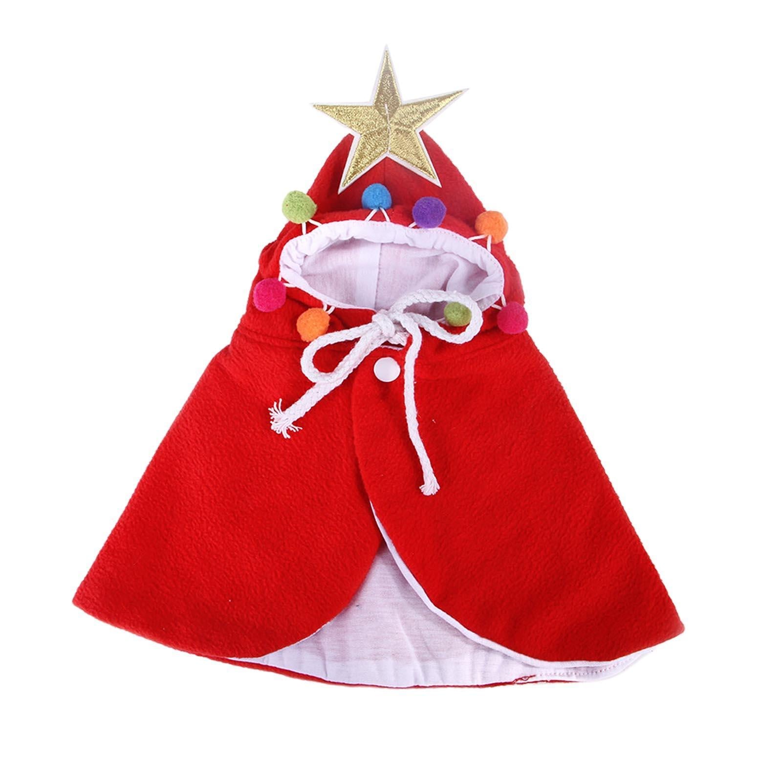 Xmas Dog Cloak Pet Cat Christmas Costume Santa Cape Coat Clothes Red S