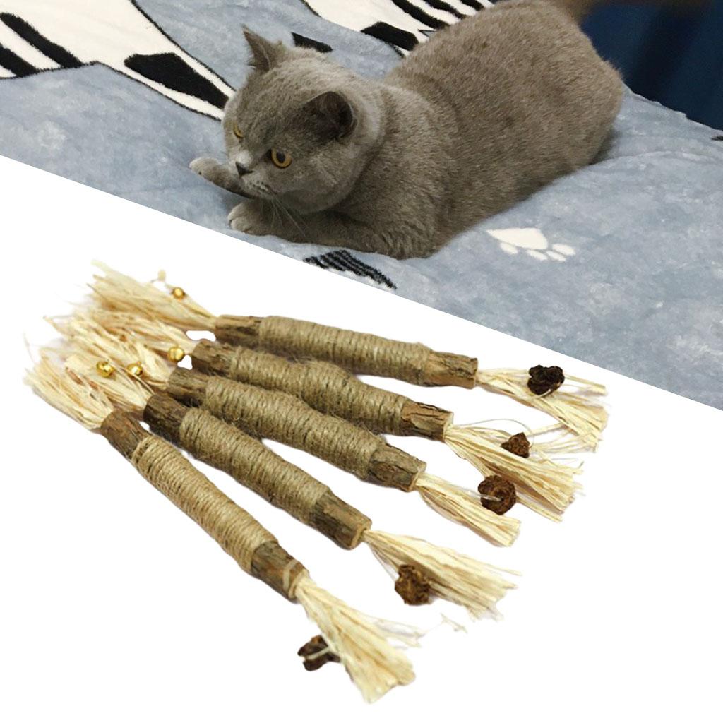 5Pcs Cat Chew Sticks Catnip Chew Toy Dental Molar Teeth Cleaning  Bells