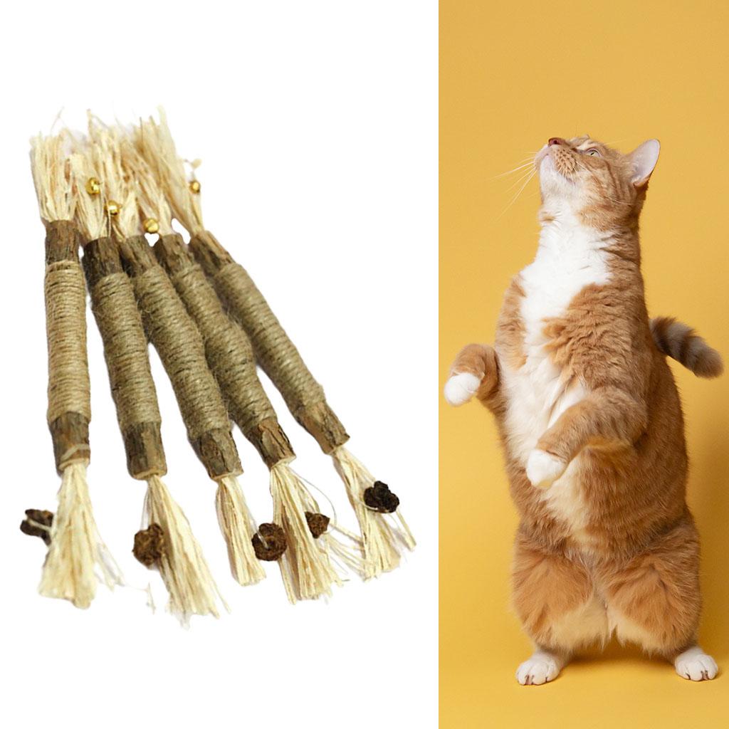 5Pcs Cat Chew Sticks Catnip Chew Toy Dental Molar Teeth Cleaning  Bells