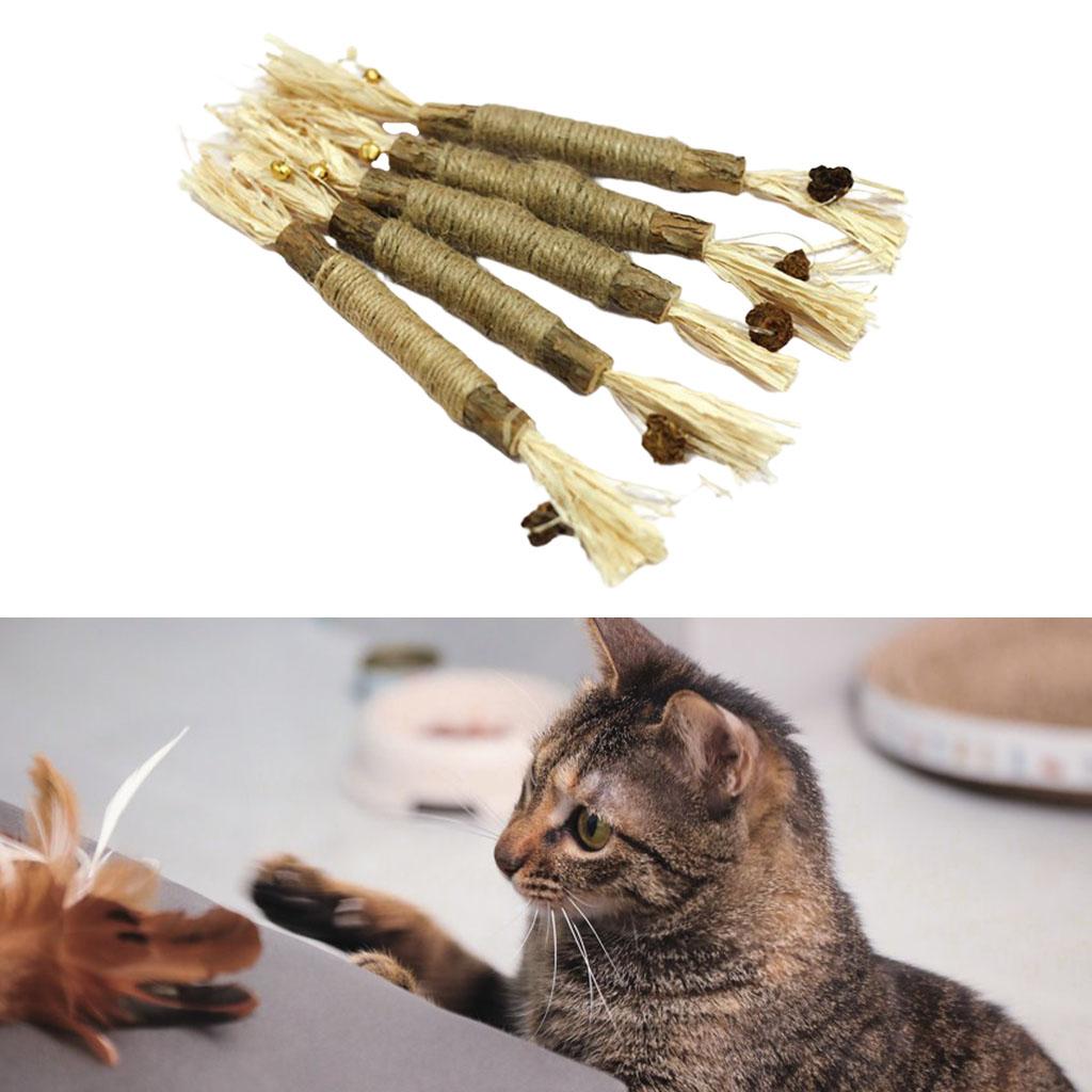 5Pcs Cat Chew Sticks Catnip Chew Toy Dental Molar Teeth Cleaning  Bells