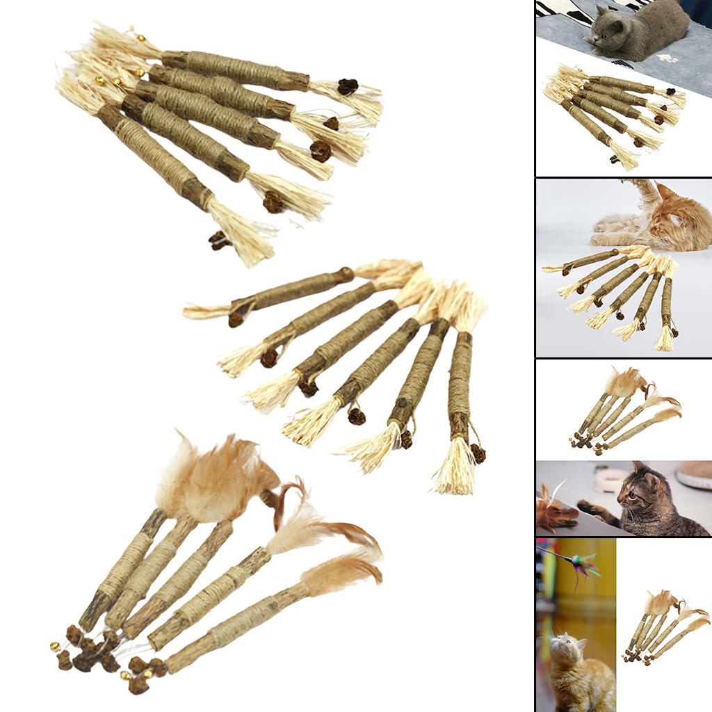 5Pcs Cat Chew Sticks Catnip Chew Toy Dental Molar Teeth Cleaning  Feather