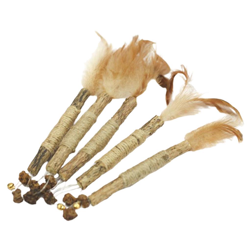 5Pcs Cat Chew Sticks Catnip Chew Toy Dental Molar Teeth Cleaning  Feather