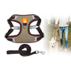 Dog Harness Leashs Set Soft Padded Adjustable for Puppy Reflective Brown XL