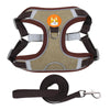 Dog Harness Leashs Set Soft Padded Adjustable for Puppy Reflective Brown XL