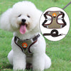 Dog Harness Leashs Set Soft Padded Adjustable for Puppy Reflective Brown XL