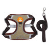 Dog Harness Leashs Set Soft Padded Adjustable for Puppy Reflective Brown XL