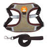 Dog Harness Leashs Set Soft Padded Adjustable for Puppy Reflective Brown XL