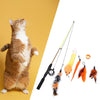 Feather Teaser Cat Toy Long Wand Fun Exercise Playing Training Toys Set