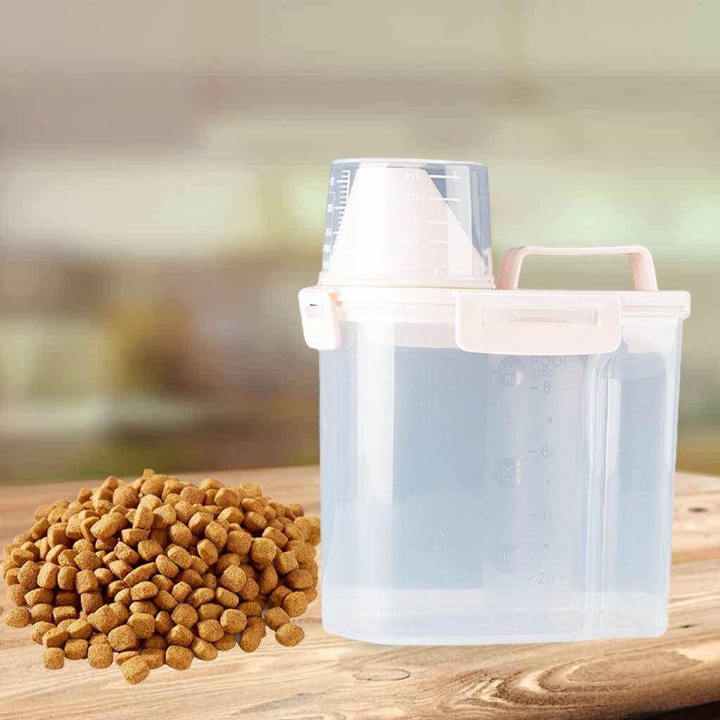 Airtight Pet Food Storage Container Bin For Pet Cat Dog Food Box beige small