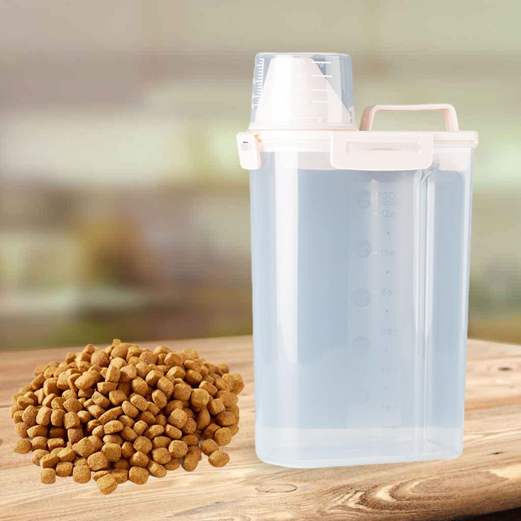 Airtight Pet Food Storage Container Bin For Pet Cat Dog Food Box beige large