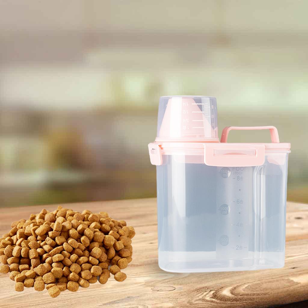 Airtight Pet Food Storage Container Bin For Pet Cat Dog Food Box pink small