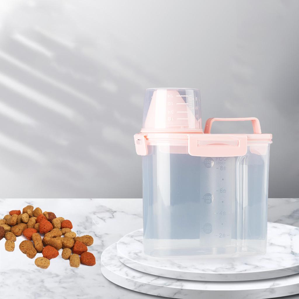 Airtight Pet Food Storage Container Bin For Pet Cat Dog Food Box pink small