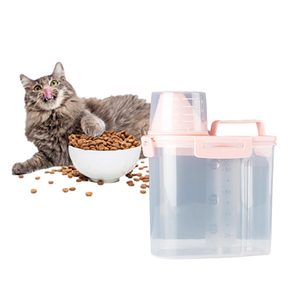 Airtight Pet Food Storage Container Bin For Pet Cat Dog Food Box pink small