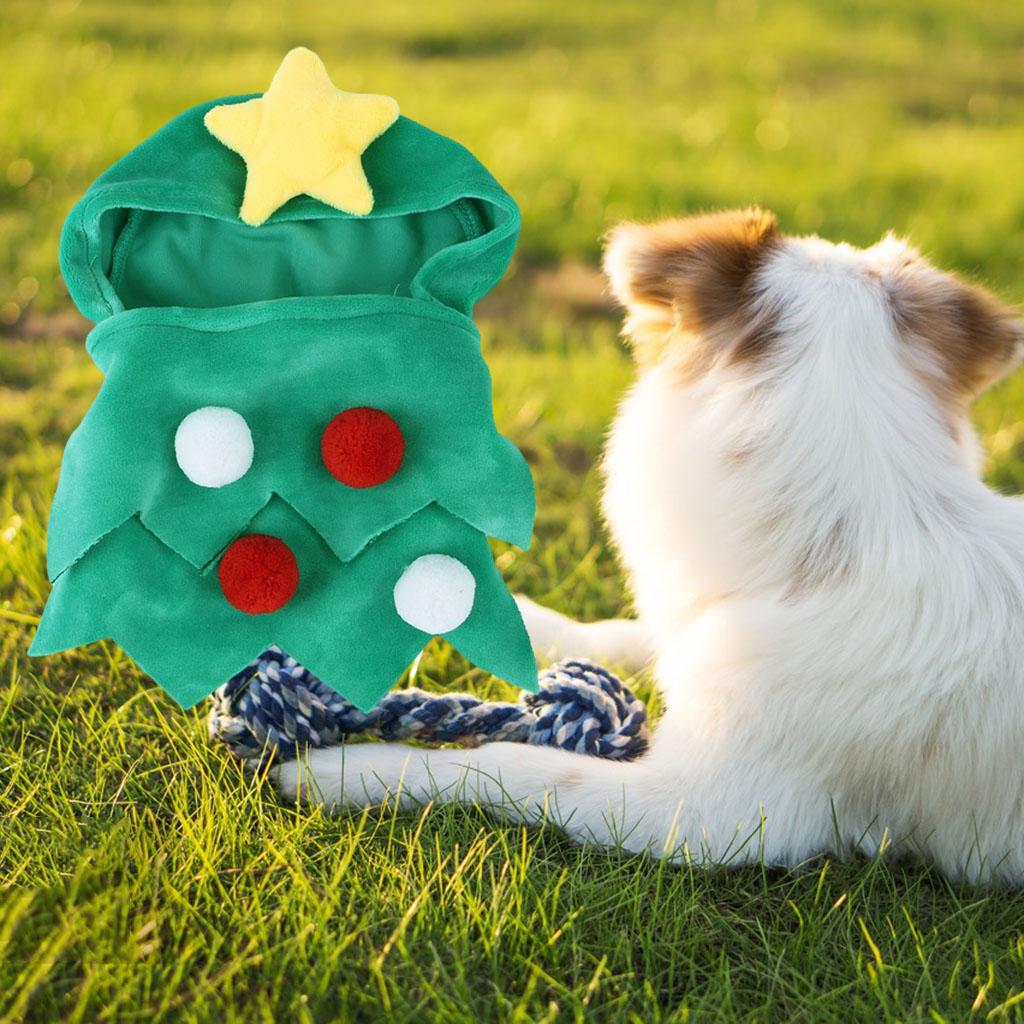 Small Pet Christmas Tree Costume Clothes Funny Warm Dog Jumpsuit Clothing Green S