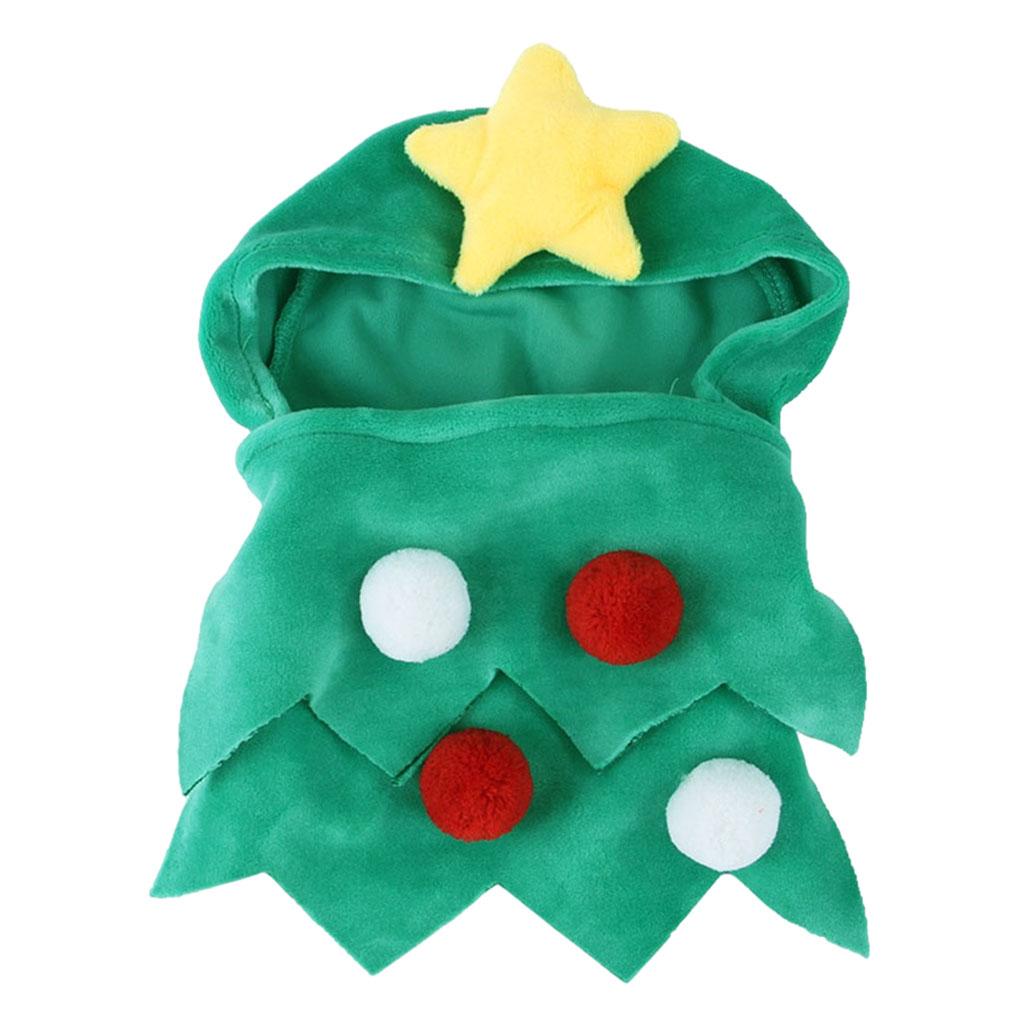 Small Pet Christmas Tree Costume Clothes Funny Warm Dog Jumpsuit Clothing Green S