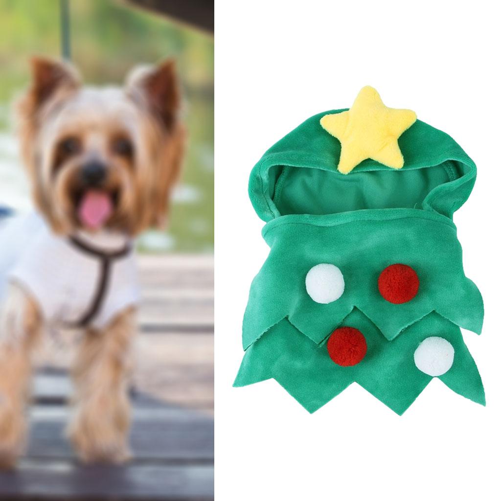 Small Pet Christmas Tree Costume Clothes Funny Warm Dog Jumpsuit Clothing Green S