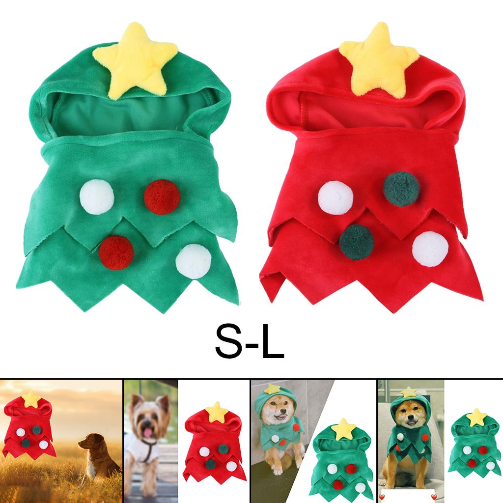 Small Pet Christmas Tree Costume Clothes Funny Warm Dog Jumpsuit Clothing Red S