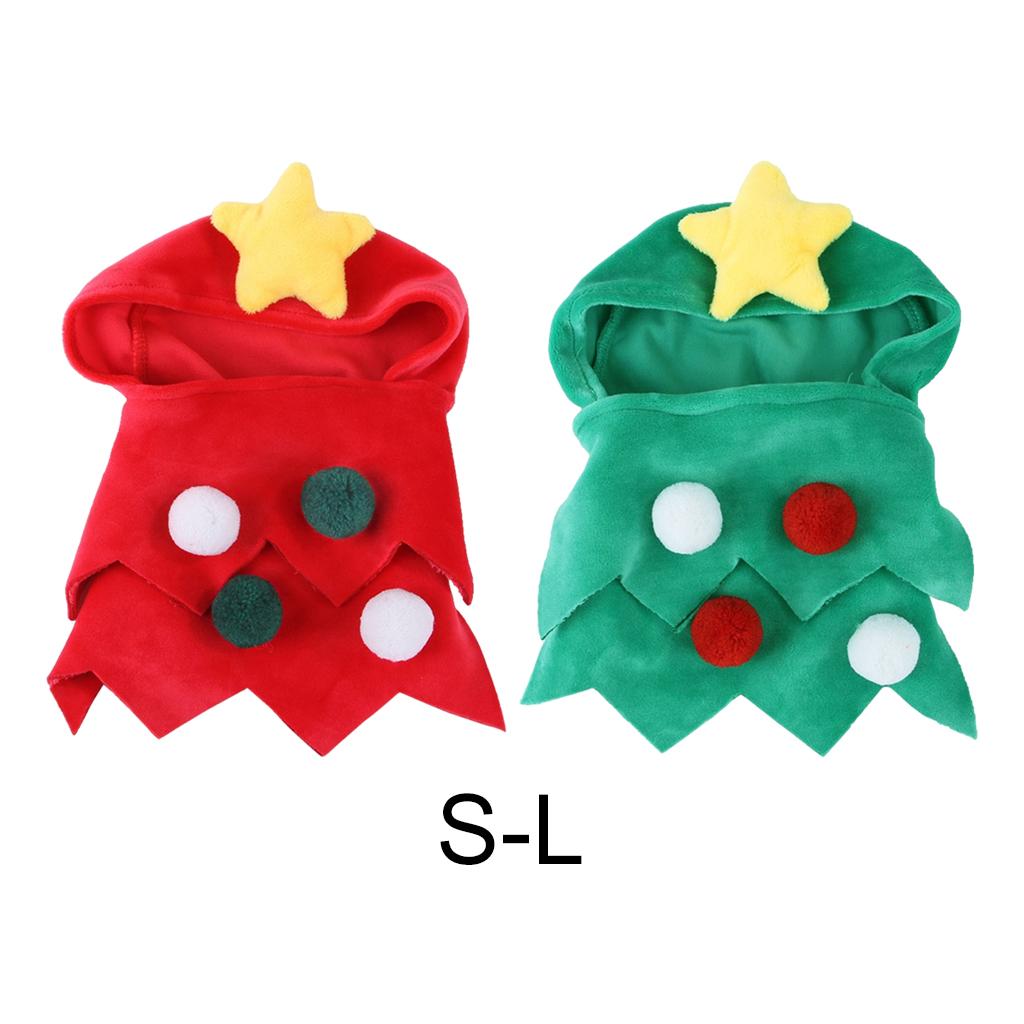 Small Pet Christmas Tree Costume Clothes Funny Warm Dog Jumpsuit Clothing Red S