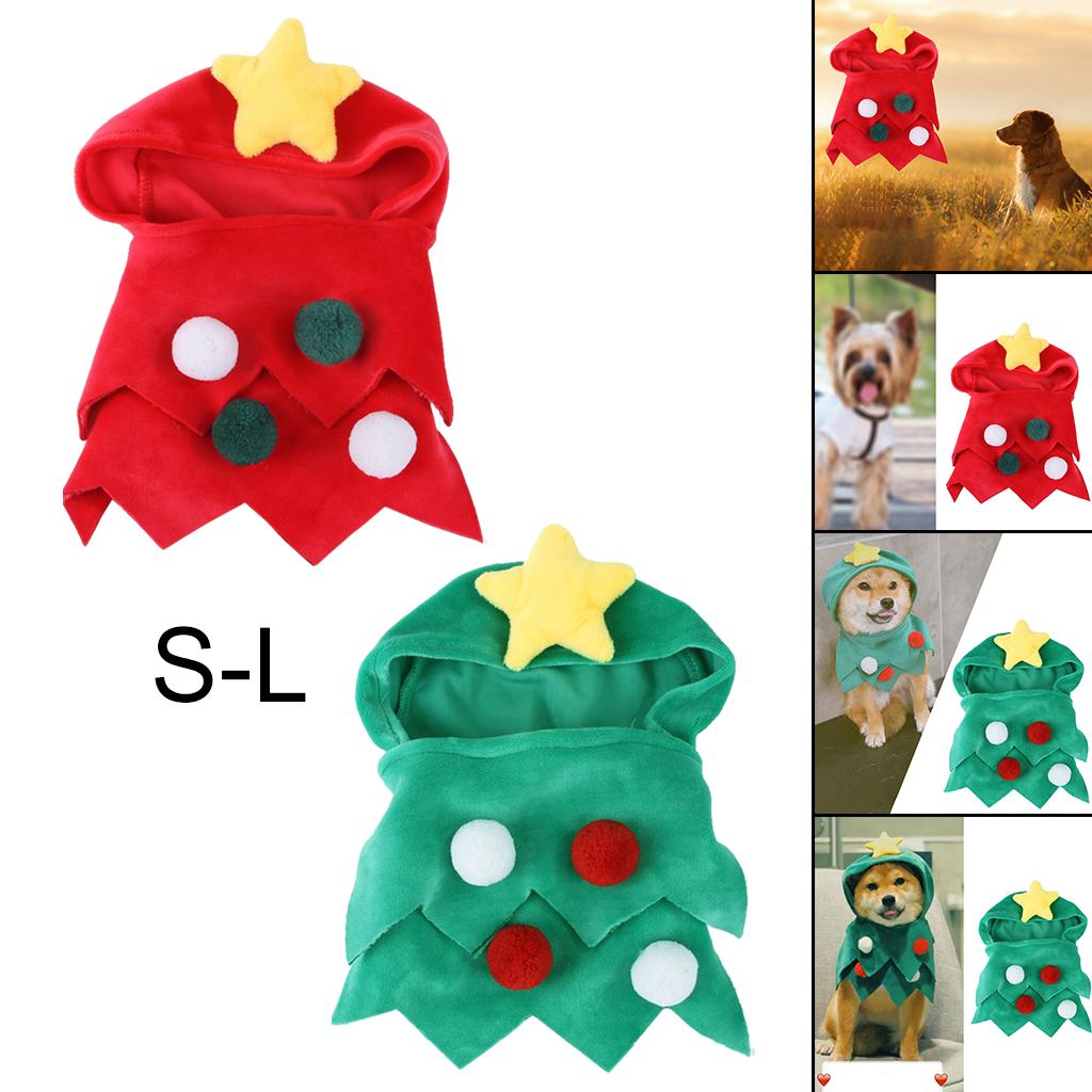 Small Pet Christmas Tree Costume Clothes Funny Warm Dog Jumpsuit Clothing Red S