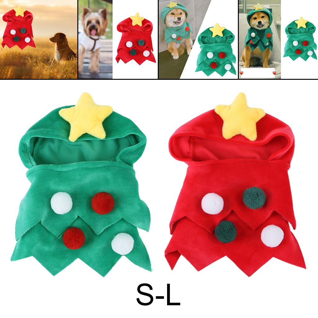 Small Pet Christmas Tree Costume Clothes Funny Warm Dog Jumpsuit Clothing Red S