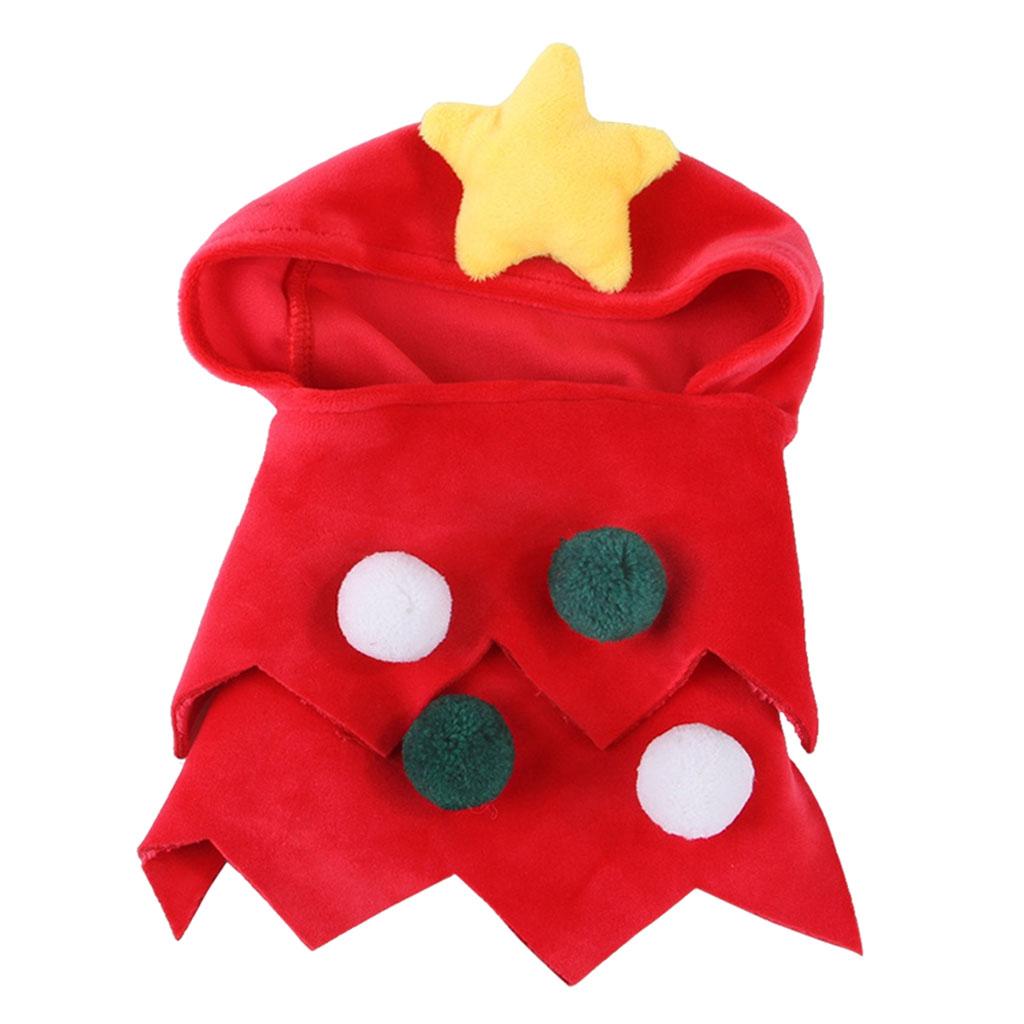 Small Pet Christmas Tree Costume Clothes Funny Warm Dog Jumpsuit Clothing Red S