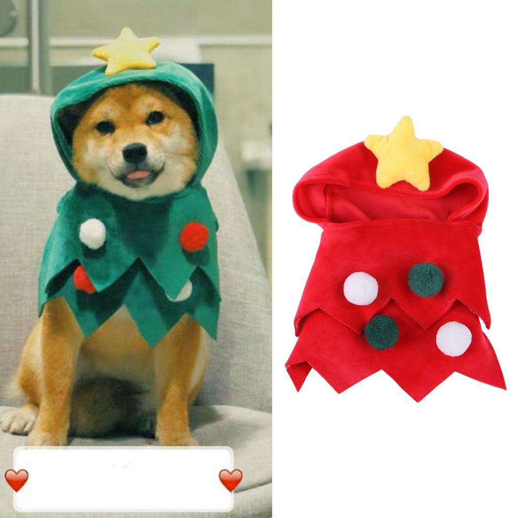 Small Pet Christmas Tree Costume Clothes Funny Warm Dog Jumpsuit Clothing Red S