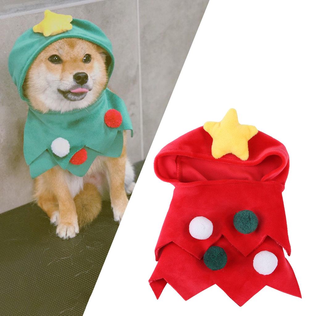 Small Pet Christmas Tree Costume Clothes Funny Warm Dog Jumpsuit Clothing Red S