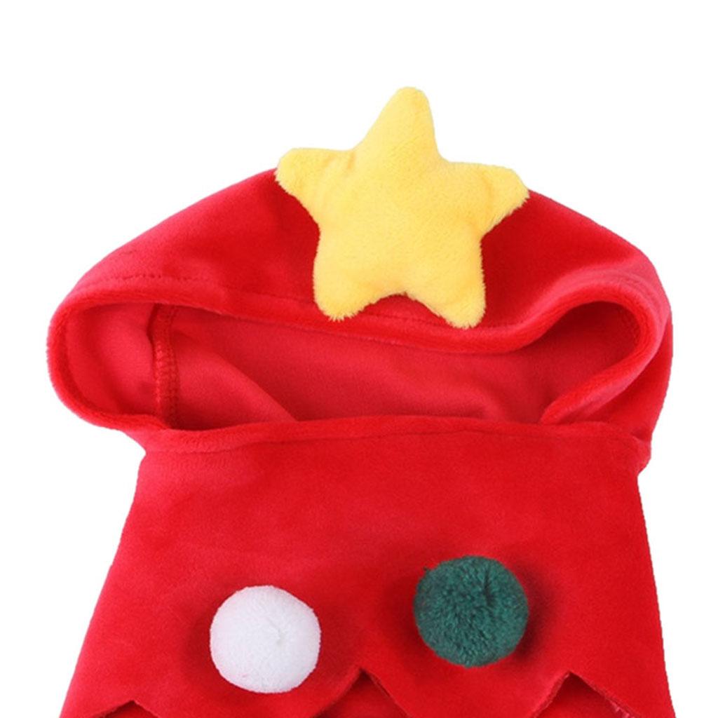 Small Pet Christmas Tree Costume Clothes Funny Warm Dog Jumpsuit Clothing Red L