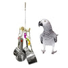 Bird Parrot 4 Pots Pendant Stainless Steel Acrylic String Chewing Bite Toys