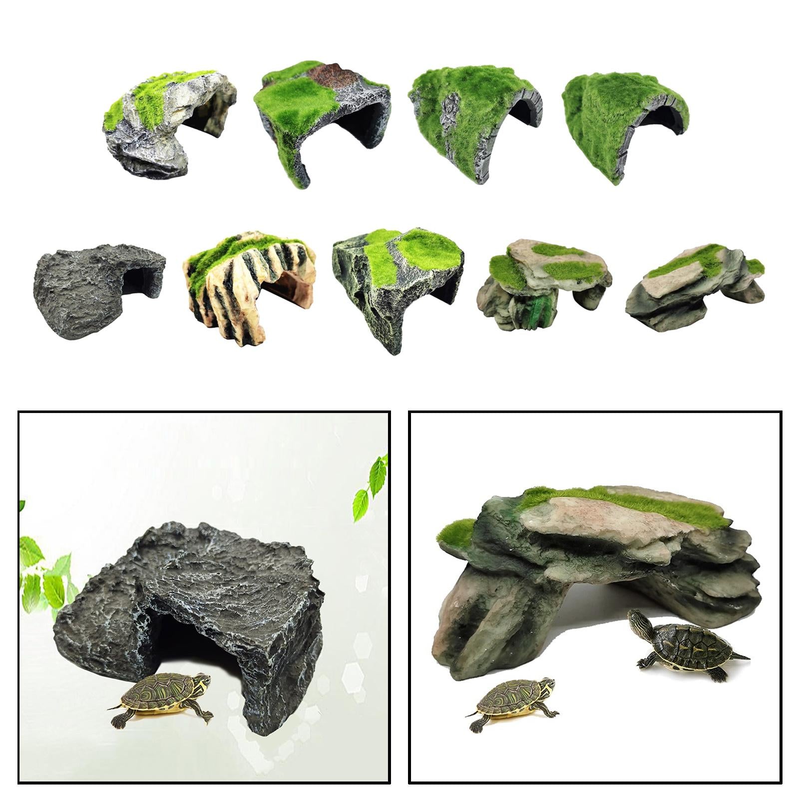 Reptile Hide Cave Habitat Snake Turtle Terrarium Landscape Decoration A