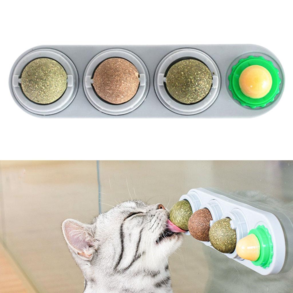 Catnip Balls Natural Removable for Teeth Grinding Cat Ball Toy Grey