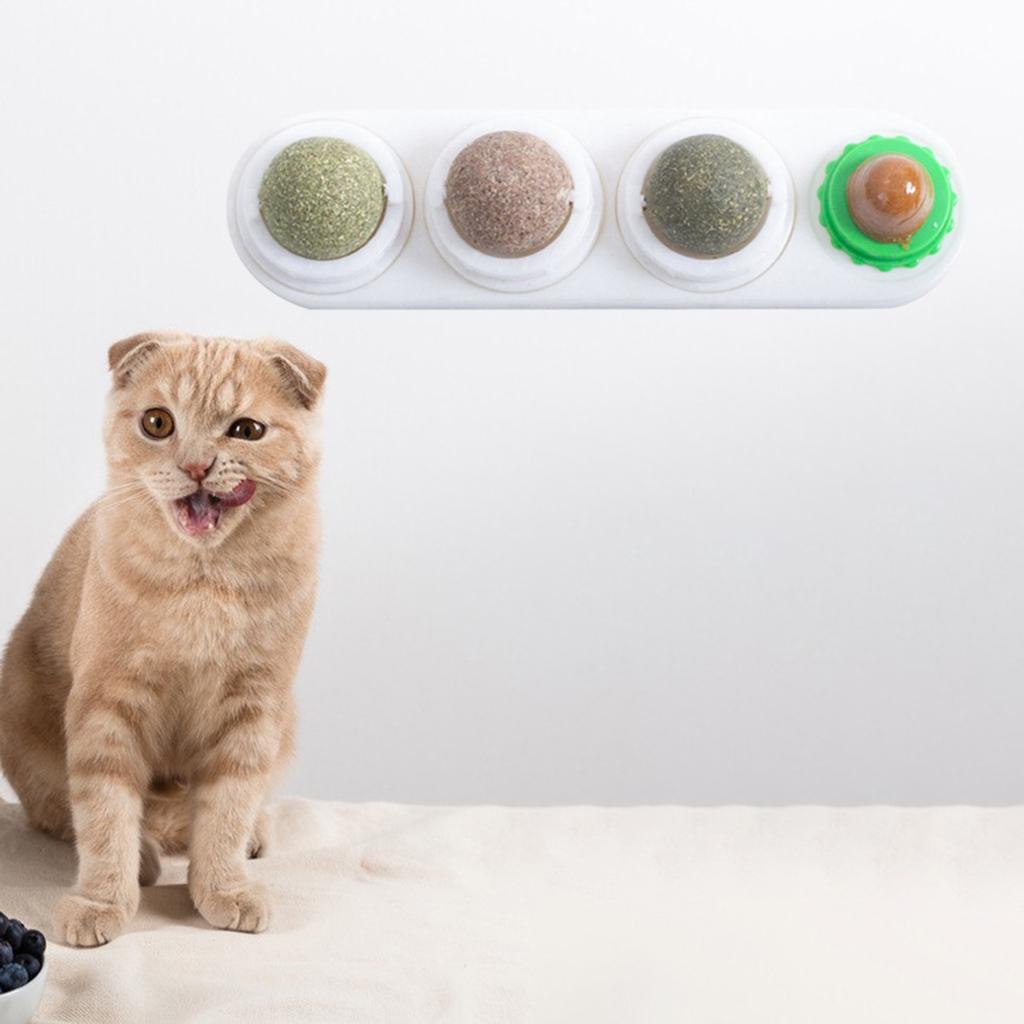 Catnip Balls Natural Removable for Teeth Grinding Cat Ball Toy White