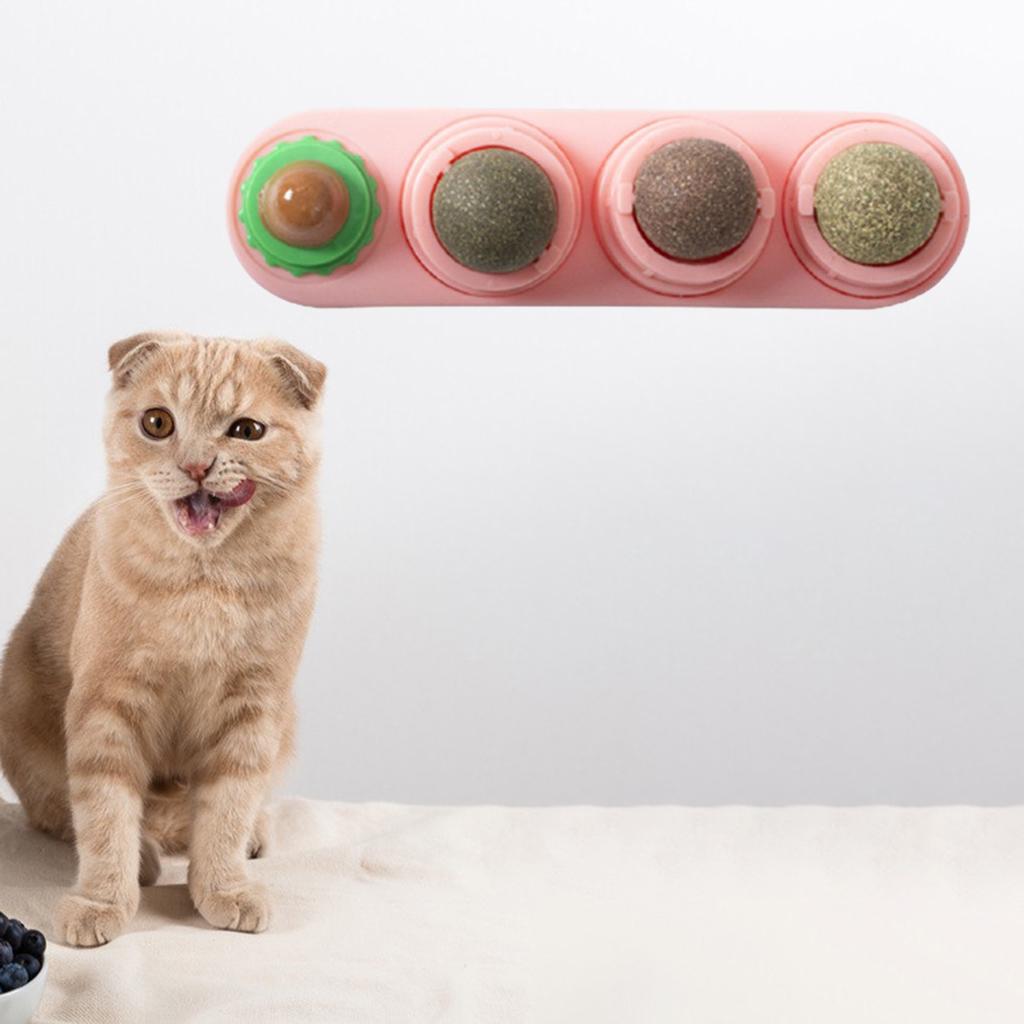 Catnip Balls Natural Removable for Teeth Grinding Cat Ball Toy  Pink