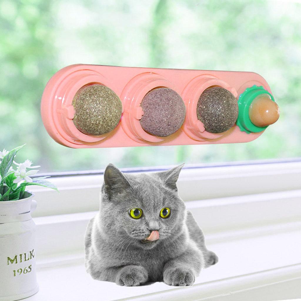 Catnip Balls Natural Removable for Teeth Grinding Cat Ball Toy  Pink