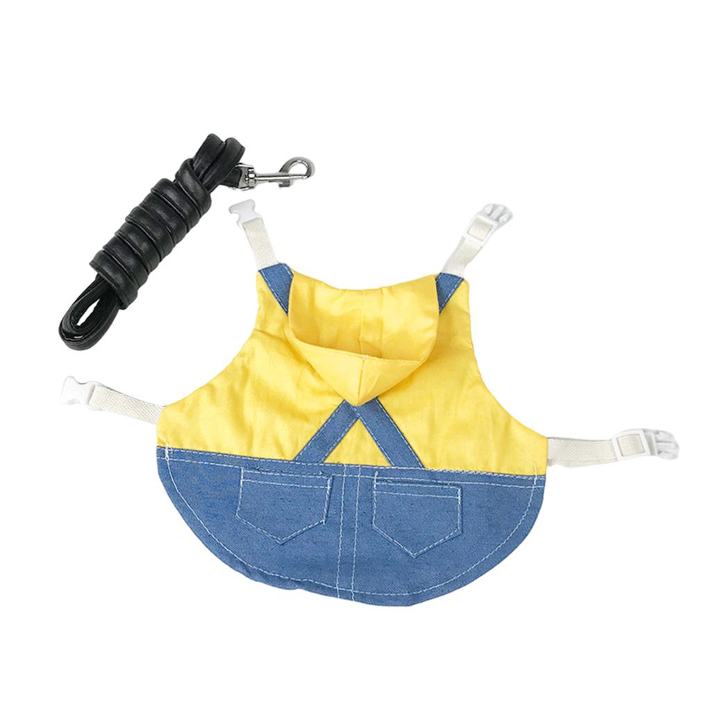 Rabbit Harness Adjustable Denim Jacket Coat for Small Animal L yellow