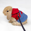 Rabbit Harness Adjustable Denim Jacket Coat for Small Animal L red