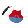 Rabbit Harness Adjustable Denim Jacket Coat for Small Animal S red